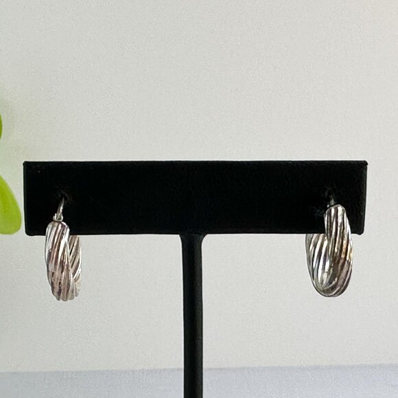 Sterling Silver Twisted Rope Hoop Earrings .75" Lightweight Jewelry - Picture 1 of 6